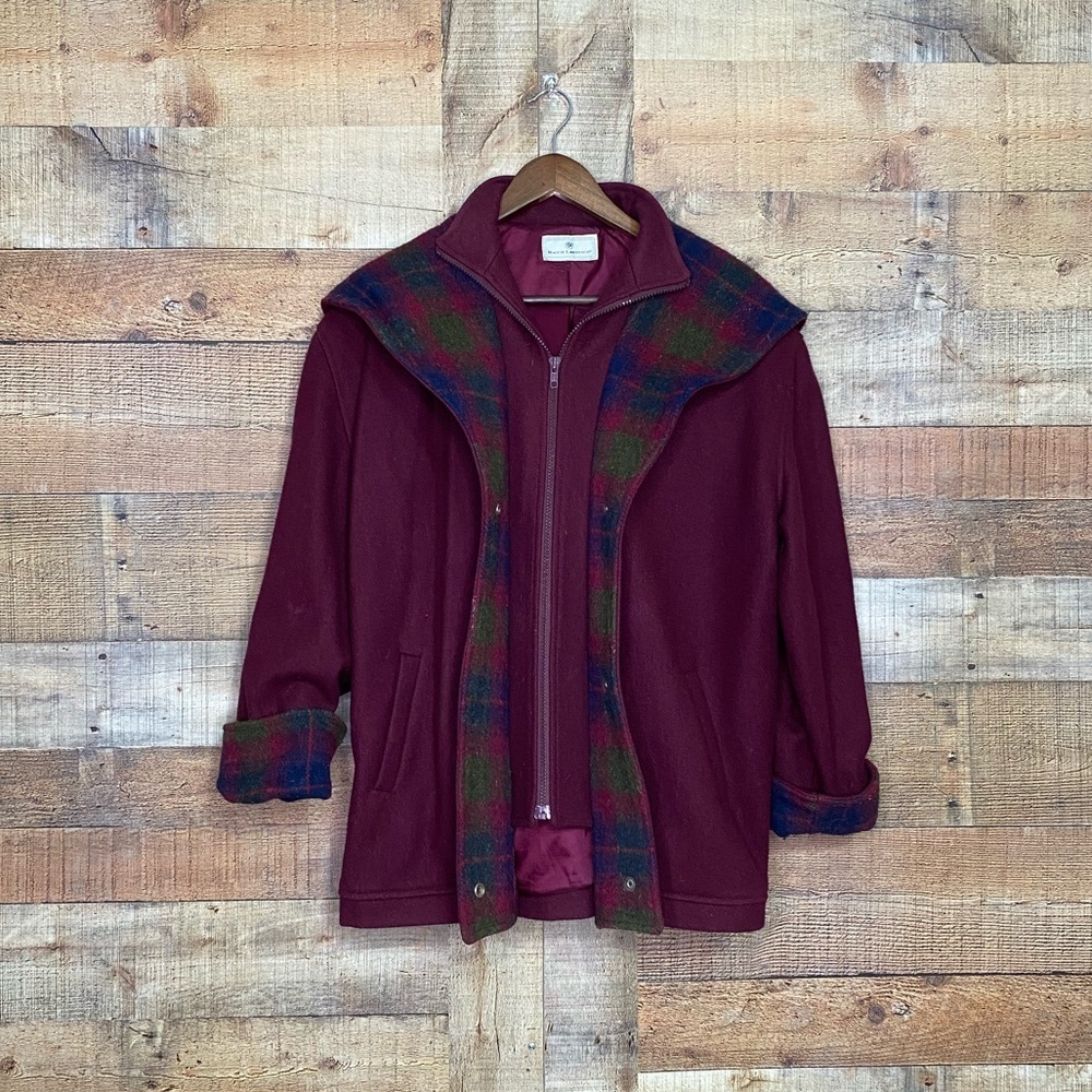 Amazing Vintage Flannel Cape hooded coat